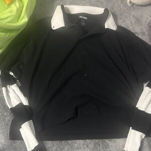 Hot Topic Black and White Baggy Polo Shirt